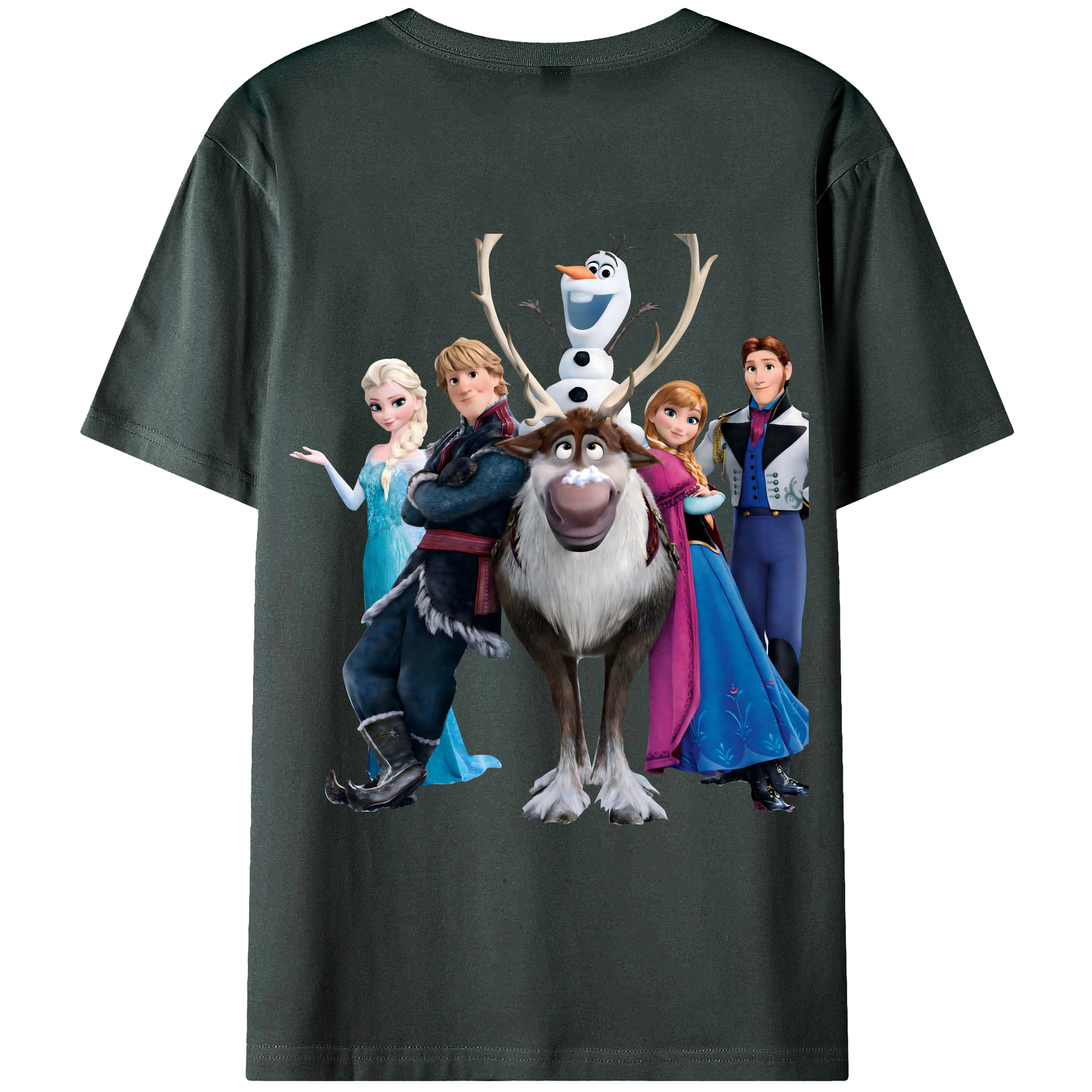 （画像用） アナと雪の女王 アンナ エルサ Frozen Anna Elsa 綿100％ メンズ半袖Tシャツ（バックプリント） 通気性